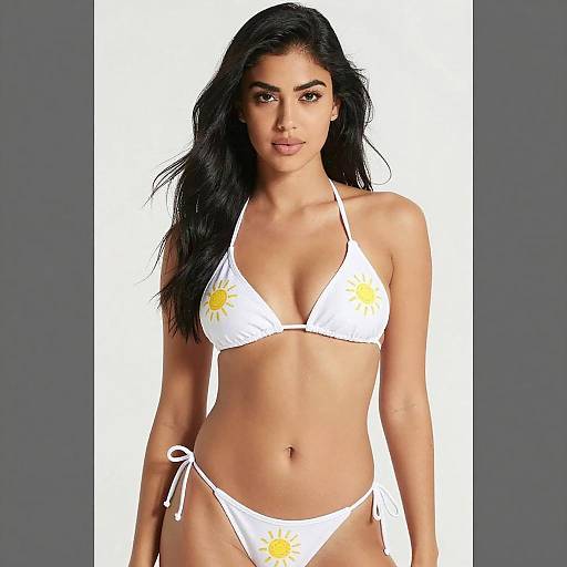 Young Woman in Floral Bikini Portrait