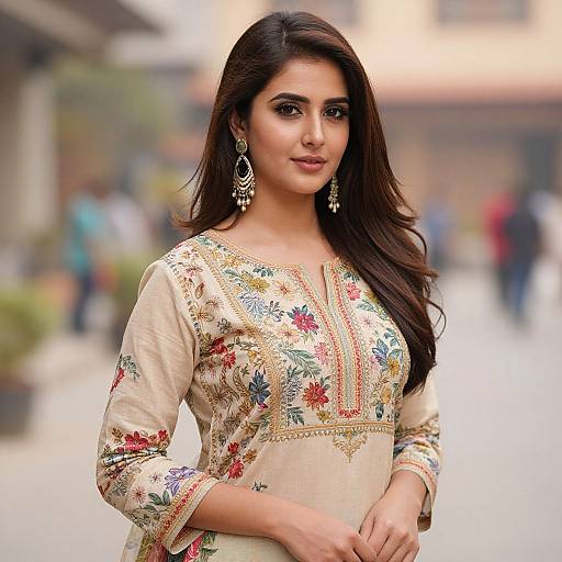 Photorealistic Floral Punjabi Suit Portrait