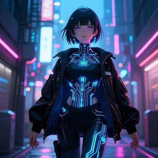 Cybernetic Anime Girl in Neon Tokyo