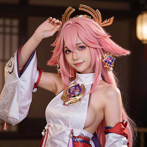 Photorealistic Yae Miko Fox Shrine Maiden