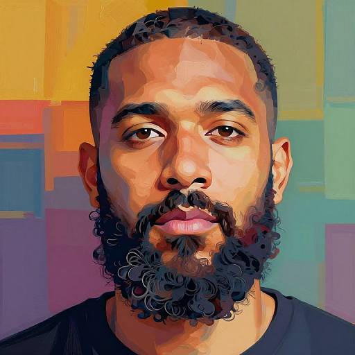 Stylized Portrait with Curly Beard