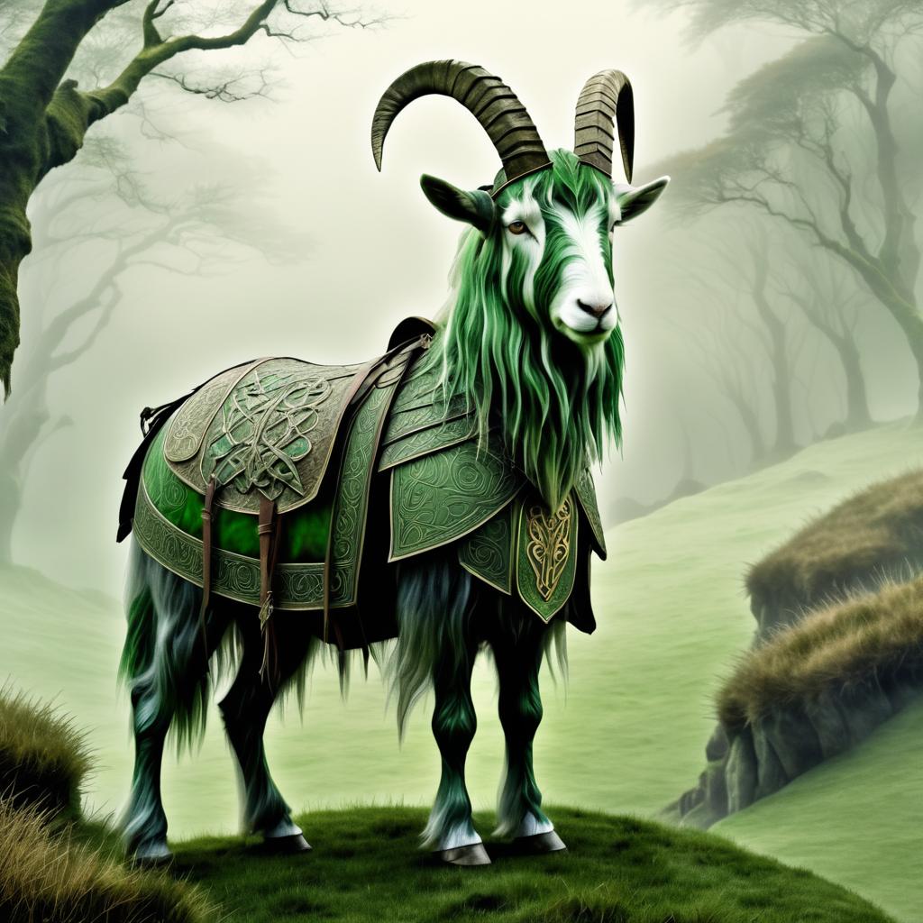 Celtic Armored Goat in Misty Glen