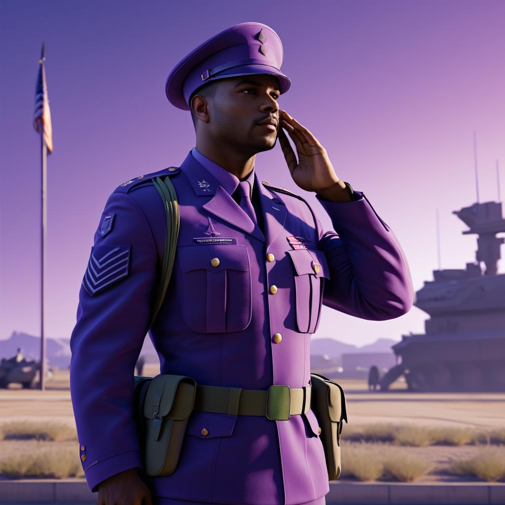 Cinematic Soldier Saluting at Military Base