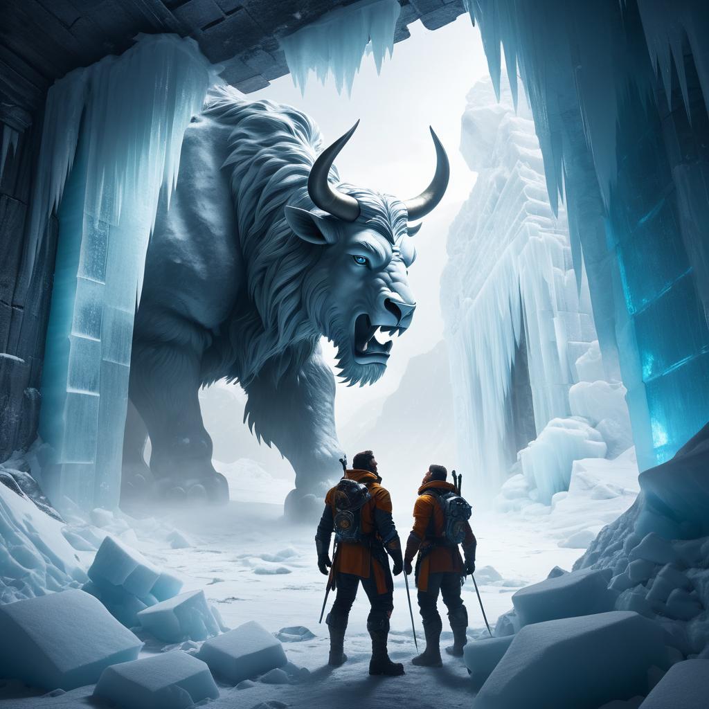 Explorers Encounter Mythical Minotaur in Ice