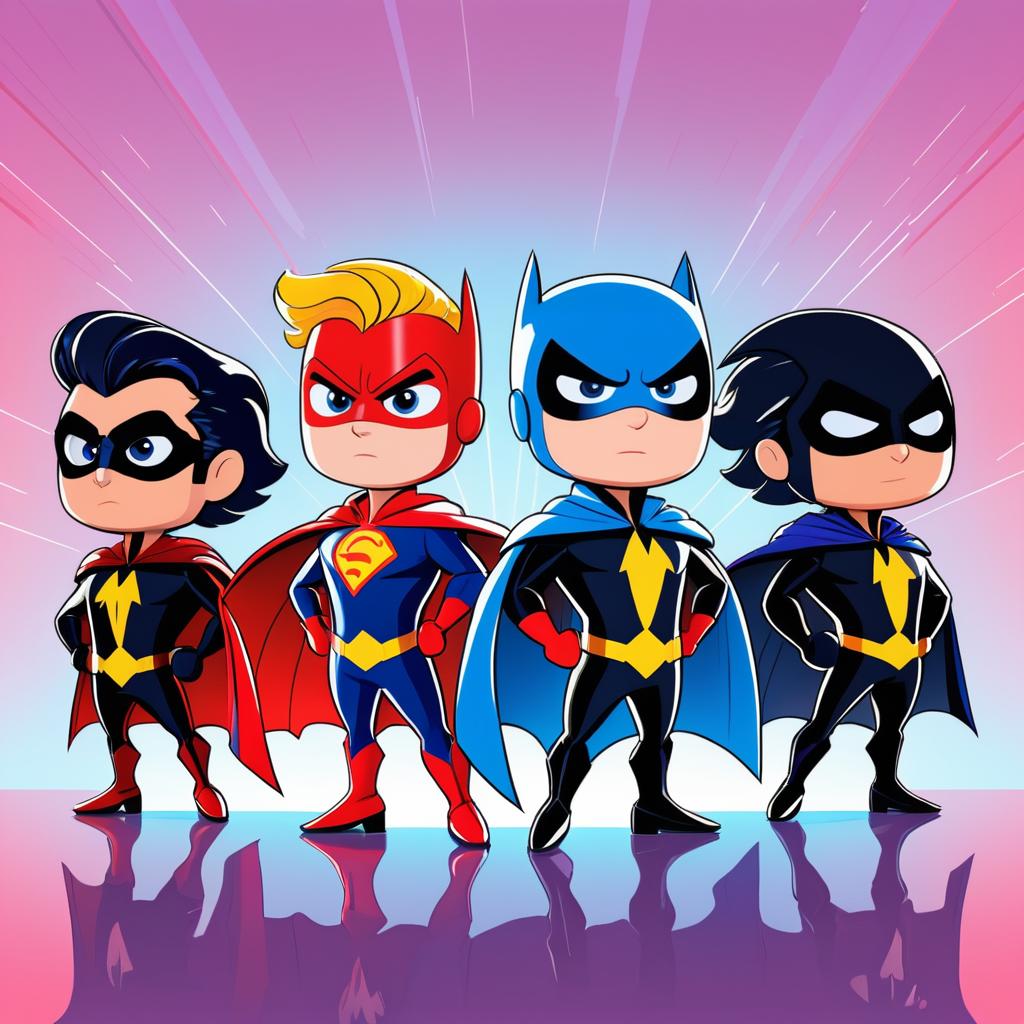 Dynamic Cartoon Superheroes Squad Illustration