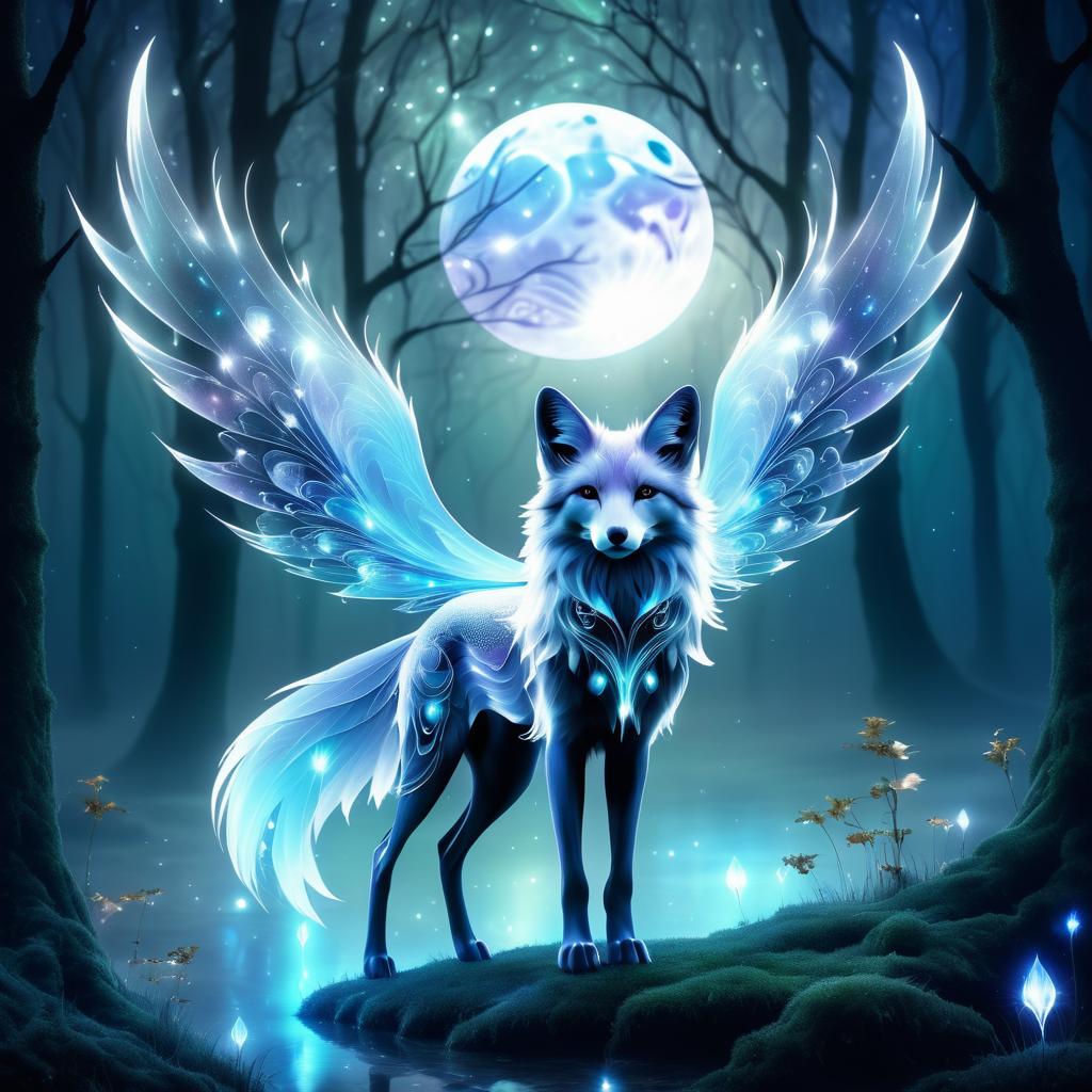 Ethereal Phantom Fox in Moonlit Glade