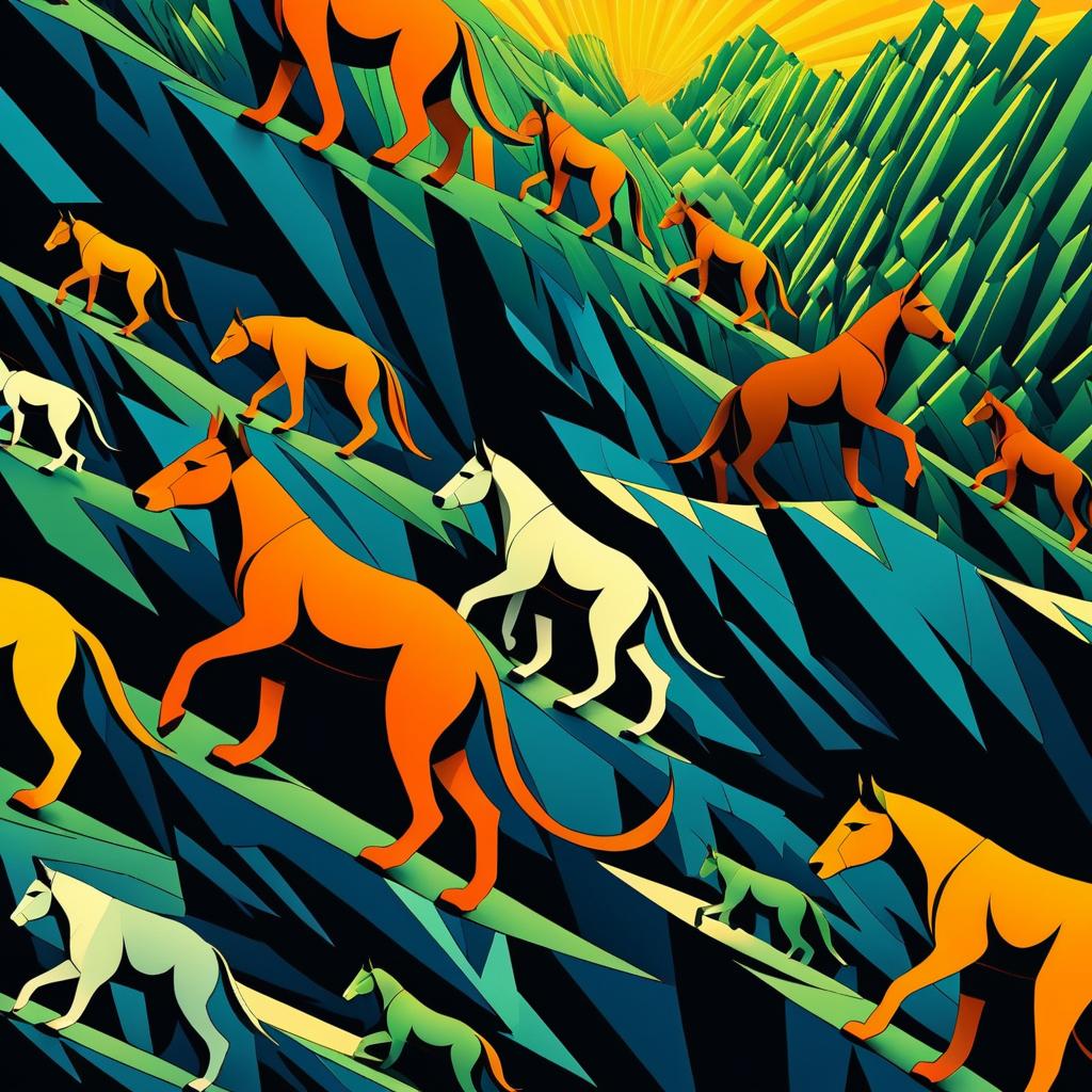 Climbing Animals in Escher-Inspired Art