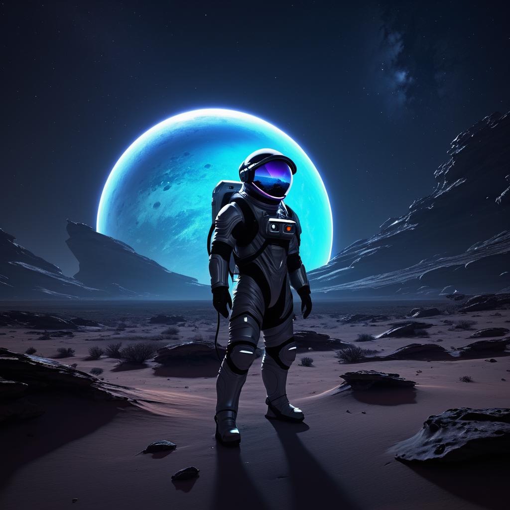 Ominous Astronaut on Alien Planet