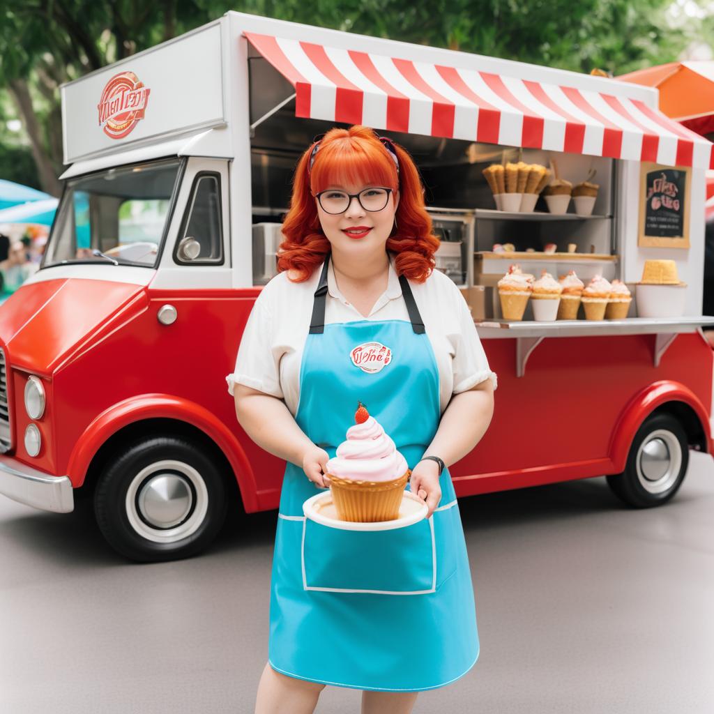 Charming Ice Cream Vendor by Food Truck