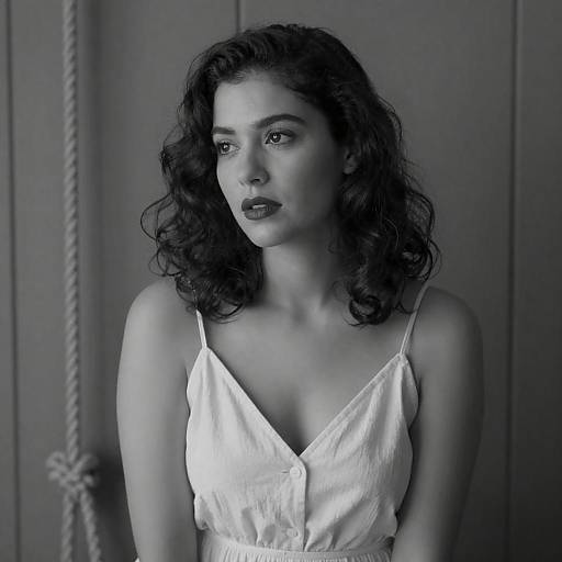 Moody Black-and-White Portrait of Woman