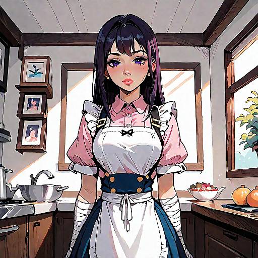 Bandaged Tsumiki Mikan in Apron
