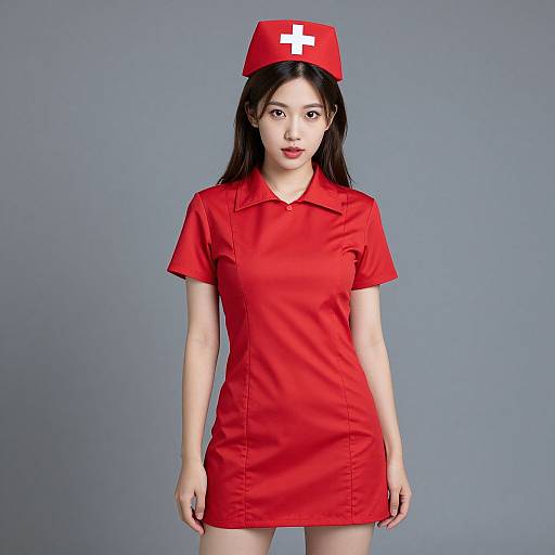 Red Nurse Costume with White Cross