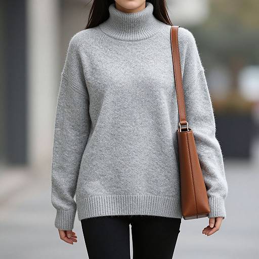 Woman in Gray Sweater Outfit