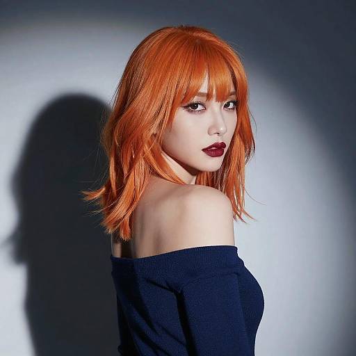 Sultry Woman with Vibrant Orange Hair