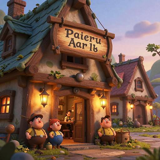Whimsical Fantasy Tavern Exterior Scene