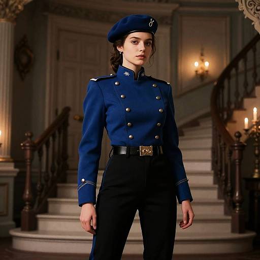 Victorian Military Girl in Mansion