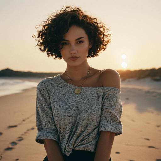 Graceful Woman at Sunset Beach