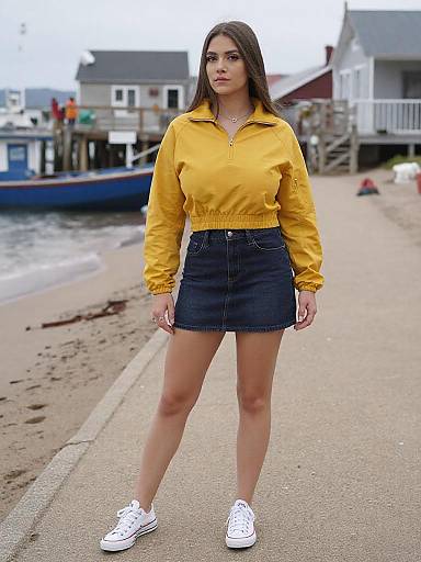 Willowy Woman at Coastal Fishing Village