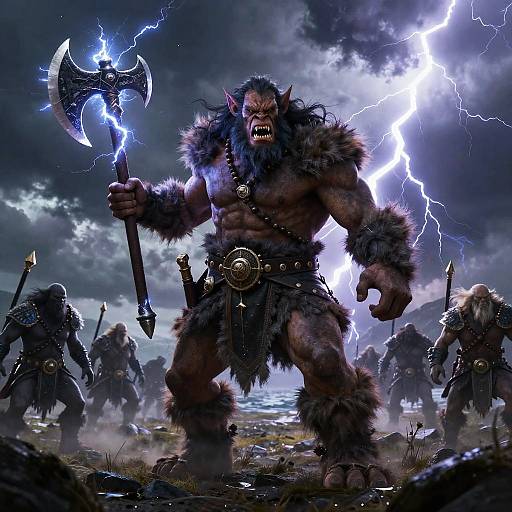 Fierce Troll Chieftain Leading Stormcallers