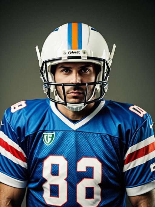 Male Football Player in Blue Jersey