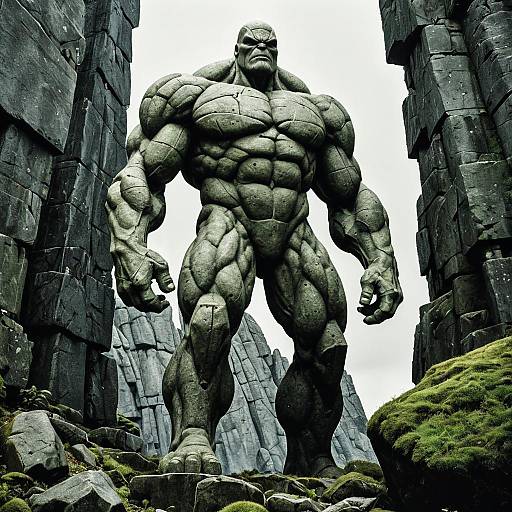 Stone Golem in Mythical Granite Landscape
