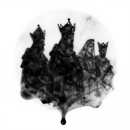 Blotchy Ink Medieval Bishop Silhouettes