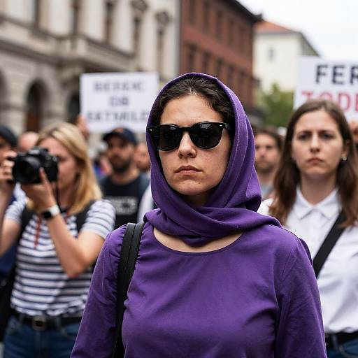Vibrant Protest Scene with Strong Women