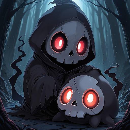 Illustration of Duskull, pokemon in the style of Komone ushio