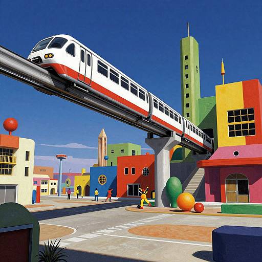 Brutalist Monorail on Martian Landscape