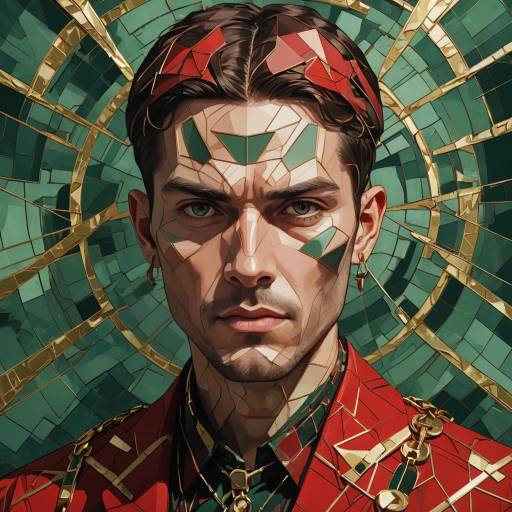 Mosaic Style Portrait of a Man with Halo