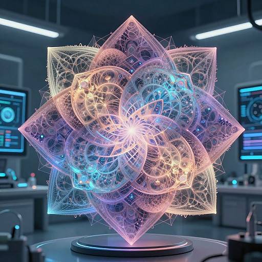 Futuristic Fractal Geometric Art Display