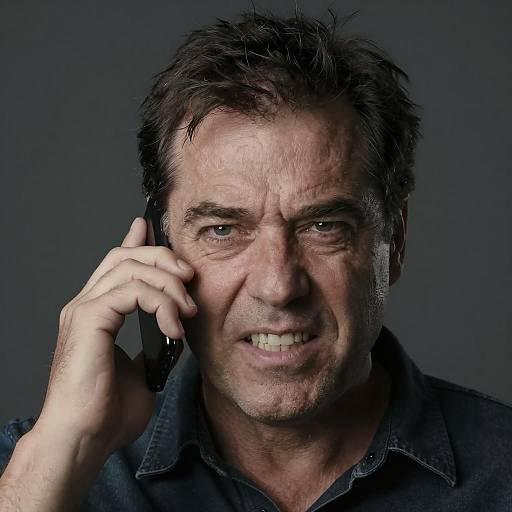 Intense Middle-Aged Man on Phone