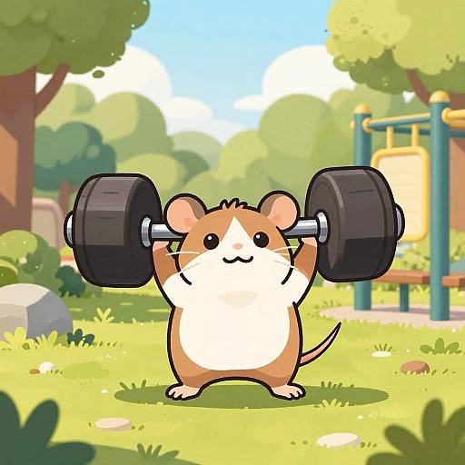 Playful Rat Lifting Dumbbells