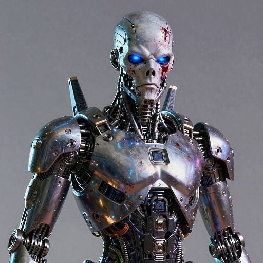 Futuristic Synthwave AI Terminator Portrait