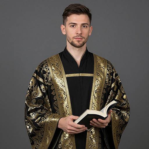 Man in Black and Gold Robe