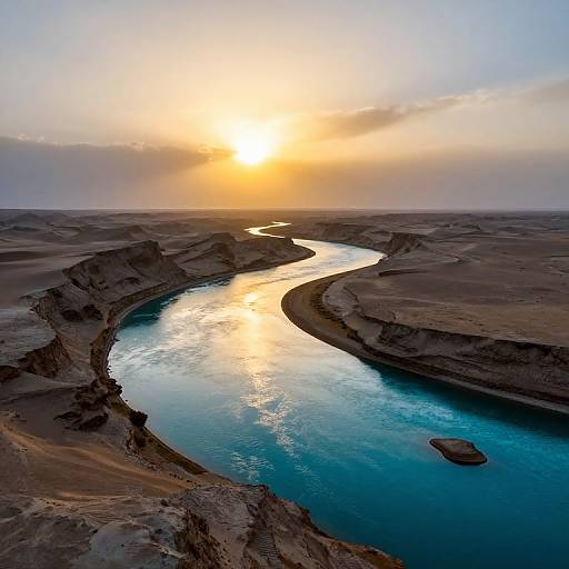 Serene River in Vast Desert Landscape