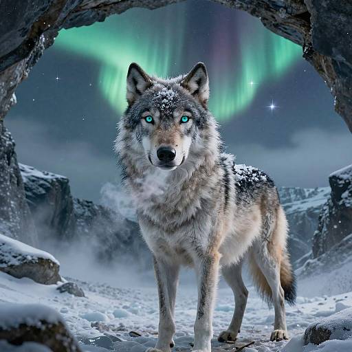 Auroral Direwolf in Glacial Crater