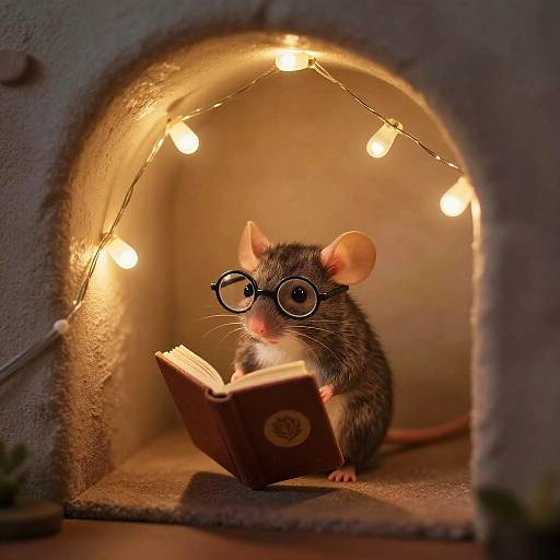 Charming Rat Reading in Cozy Nook