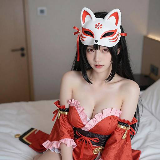 Cosplay Woman with Fox Mask
