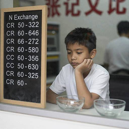 Young Boy in Currency Exchange Shop