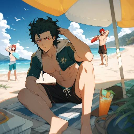 Boys at the Beach Enjoying Summer Fun