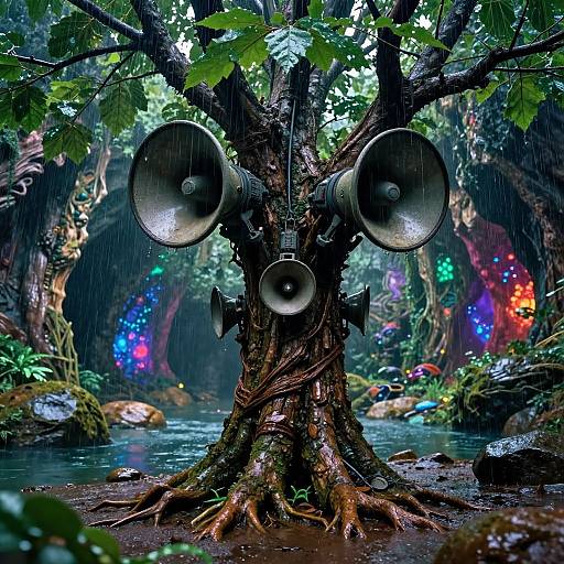 Photorealistic Sci-Fi Tree in Mystic Cave