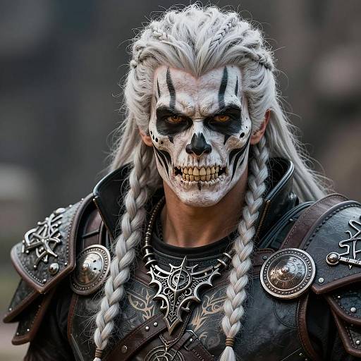 Fantasy Warrior with Skull Face Paint