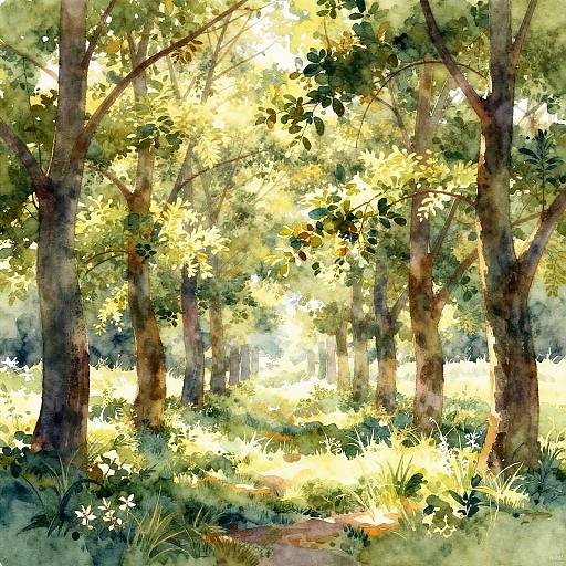 Sunlit Whispering Pines Orchard