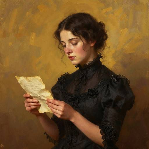 Victorian Woman Holding Nostalgic Letter
