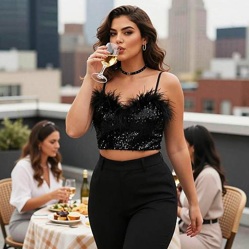 Curvy Woman Rooftop Party Style