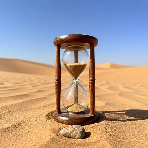 Hourglass in Golden Desert Sands