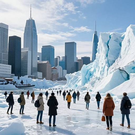 City Inside Glacier with Warm Summer Fashion