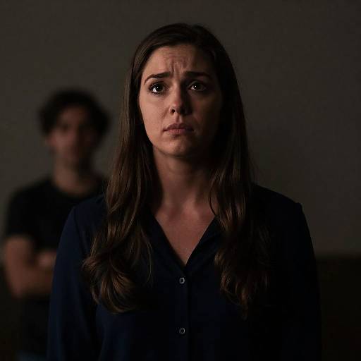 Worried Woman in Dim Lighting