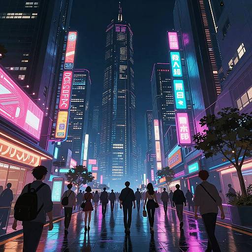Vibrant Anime Futuristic Metropolis Night